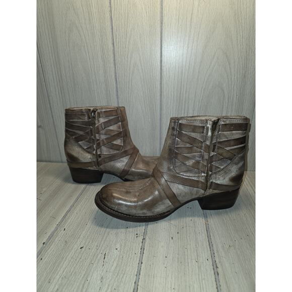 Freebird Sammie Ankle Boots Brown Leather Side Zip Womens Size 9 Boho Fall - Picture 8 of 11